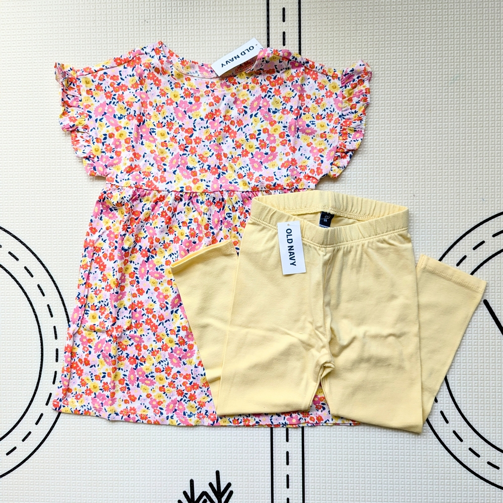 Old Navy Toddler Floral Dress and Matching Leggings Set, 2T NWT